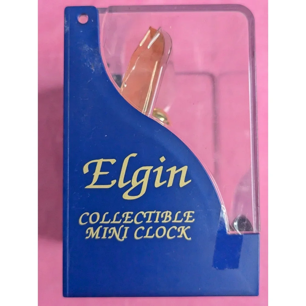 ELGIN collectible‎ mini gold train locomotive engine clock New in package
